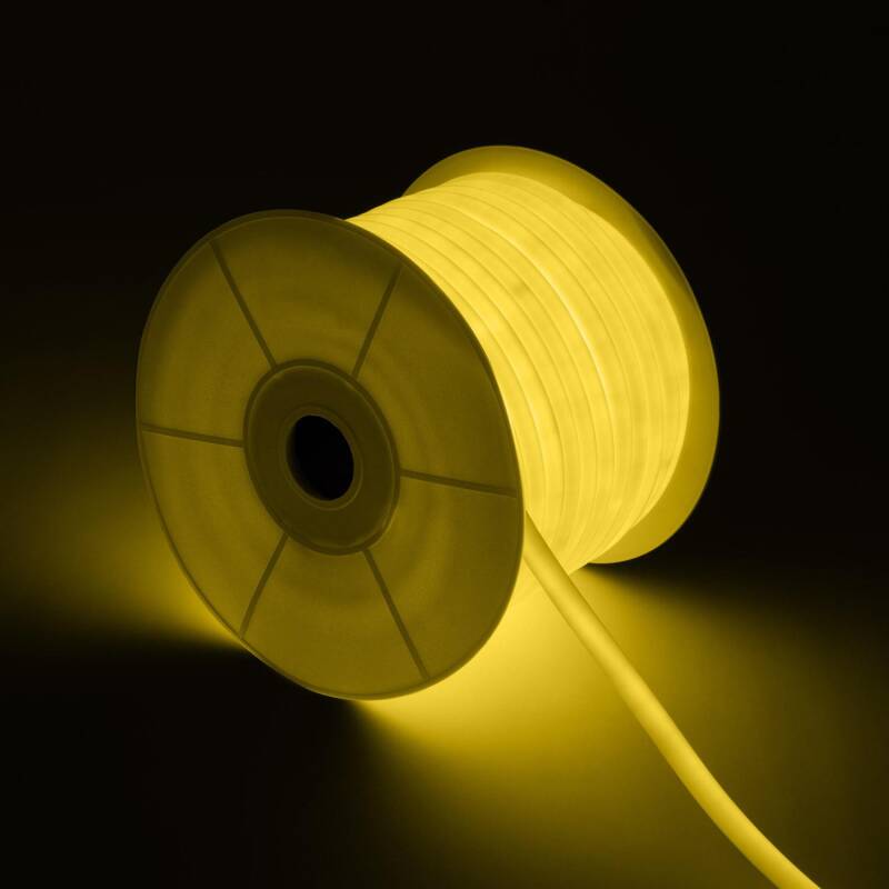 Imagem de Rolo Neon LED Regulável 220V AC 120 LED/m 50 m Circular 360 Amarelo IP67 a Medida Corte a cada 100 cm