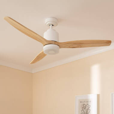Imagen de Ventilador de Techo Silencioso Mersin Blanco Madera 132cm Motor DC para Exterior