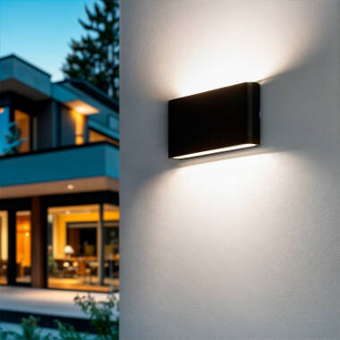 Aplique de Pared Exterior LED 12W Aluminio Rectangular Iluminación Doble Cara Luming Negro