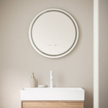 Espejo Baño con Luz LED Ø60 cm Stiniva