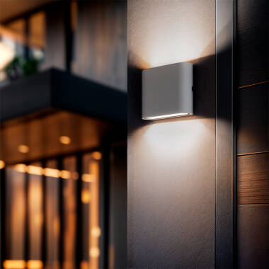 Aplique de Pared Exterior LED 6W Aluminio Cuadrado Iluminación Doble Cara Luming Blanco