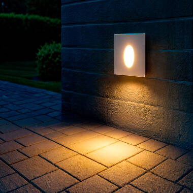 Baliza Exterior LED 3W Empotrable Pared Cuadrado Blanco Oval Wabi