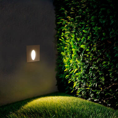 Baliza Exterior LED 3W Empotrable Pared Cuadrado Blanco Oval Wabi