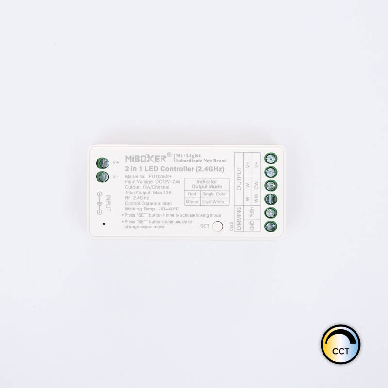 Imagem de Controlador Regulador LED Monocor /CCT 12/24V DC MiBoxer FUT035S+ Compatível com Pulsador
