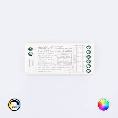 Controlador Regulador 3 en 1 LED RGB/RGBW/RGB+CCT 12/24V DC MiBoxer FUT037S+