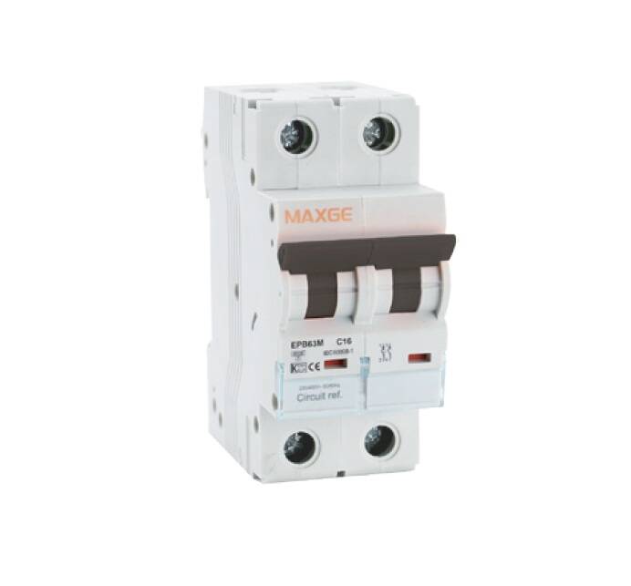 Imagem de Disjuntor Magnetotérmico Industrial Alpha+ 2P-63A-6kA MAXGE