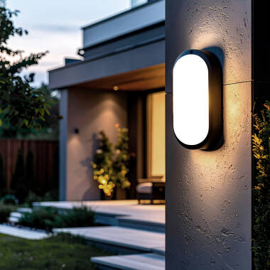 Plafon LED 15W Oval para Exterior 85x173 mm IP65 Hublot Black
