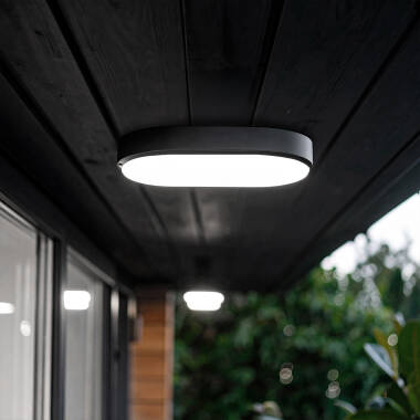 Plafón LED 15W Oval para Exterior 85x173 mm IP65 Hublot Black