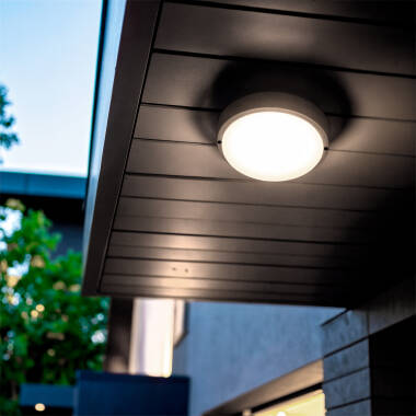 Plafon 25W LED Circular para Exterior Ø175 mm IP65 Hublot Black