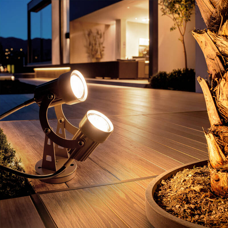 Imagem de Foco Exterior LED Duplo 6W Superfície Alumínio 14cm Hevlot 