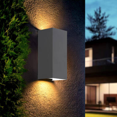 Aplique de Pared Exterior LED 10W Aluminio Iluminación Doble Cara CCT Seleccionable Denny Square Large