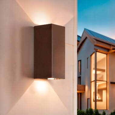 Aplique de Pared Exterior LED 10W Aluminio Iluminación Doble Cara CCT Seleccionable Denny Square Large