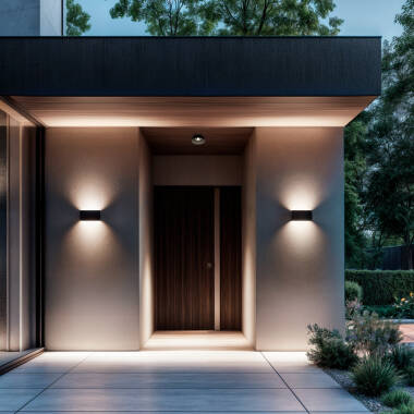 Aplique de Pared Exterior LED 10W Iluminación Doble Cara Rectangular Negro Kaira