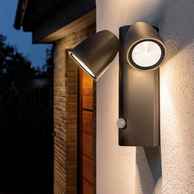 Imagen de Aplique de Pared Exterior LED 12W Aluminio con Sensor de Movimiento PIR Abel Dos Focos