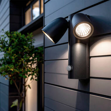 Imagen de Aplique de Pared Exterior LED 12W Aluminio con Sensor de Movimiento PIR Abel Dos Focos