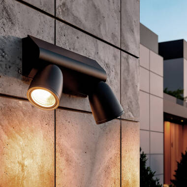 Aplique de Pared Exterior LED 12W Aluminio Abel Large Dos Focos