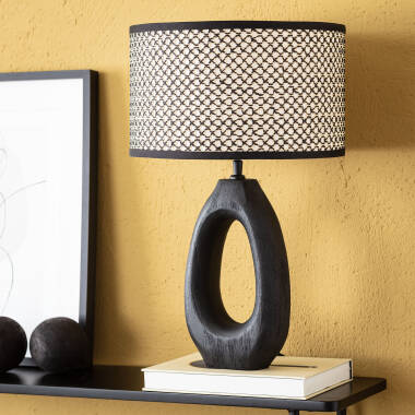 Imagen de Lámpara de Mesa Madera Black Darshan ILUZZIA
