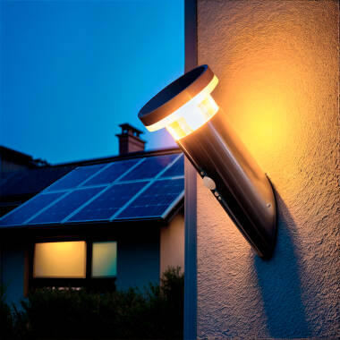 Aplique de Parede Exterior Solar LED 1.5W Alumínio com Sensor de Movimento Basil