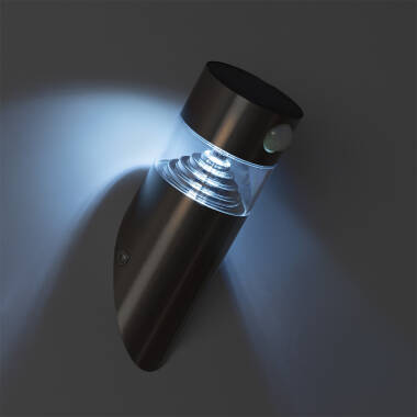 Imagem de Aplique de Parede LED 1.5W Solar Aço Inox com Detector de Movimento PIR Inti
