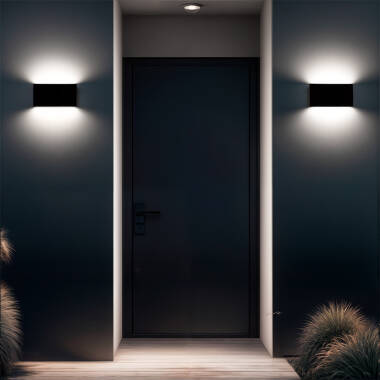 Aplique de Parede Exterior LED 12W Iluminação Dupla Retangular Preto Einar