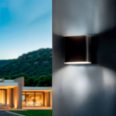 Aplique de Pared Exterior LED 6W Aluminio Cuadrado Iluminación Doble Cara Luming Negro