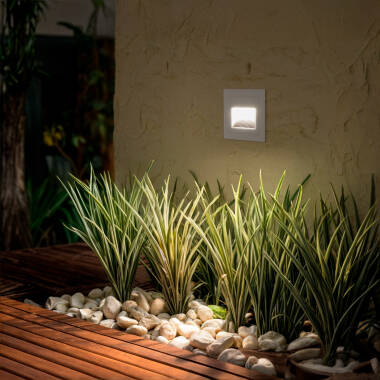 Baliza Exterior LED 3W Empotrable Pared Cuadrado Blanco Wabi