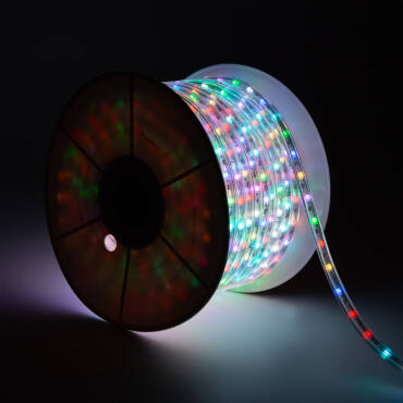 Mangueira LED Redonda 220V RGB 36 LED/m Rolo 50m Corte 100cm IP65