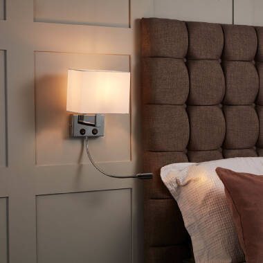 Aplique de Parede de Metal com Flexo LED de Leitura Waldorf