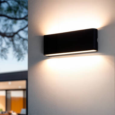 Aplique de Pared Exterior LED 20W Aluminio Rectangular Iluminación Doble Cara Luming Negro
