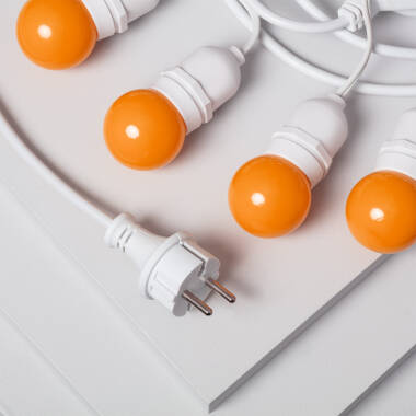 Imagem de Kit Grinalda Waterproof 5,5m Branco + 8 lâmpadas LED E27 G45 3W Coloridas 