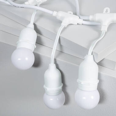 Imagem de Kit Grinalda Waterproof 5,5m Branco + 8 lâmpadas LED E27 G45 3W Coloridas 
