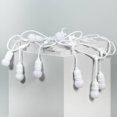 Kit Grinalda Waterproof 5,5m Branco + 8 lâmpadas LED E27 G45 3W Coloridas