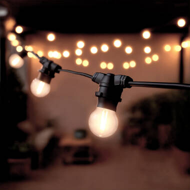 Imagem de Kit Grinalda Luzes Exterior IP44 5m Preto + 5 Lâmpadas Filamento LED B22 2W G45