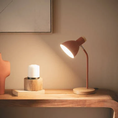 Lámpara Flexo Escritorio Aluminio y Madera Luxo