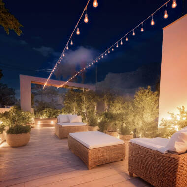 Imagem de Kit Grinalda Waterproof 5,5m Branco + 8 lâmpadas LED E27 G45 3W Coloridas 