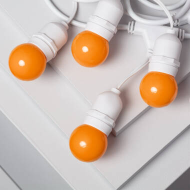 Imagem de Kit Grinalda Waterproof 5,5m Branco + 8 lâmpadas LED E27 G45 3W Coloridas 