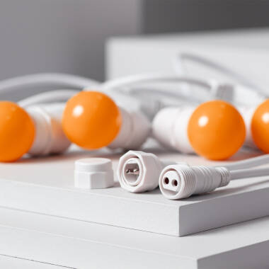 Imagem de Kit Grinalda Waterproof 5,5m Branco + 8 lâmpadas LED E27 G45 3W Coloridas 