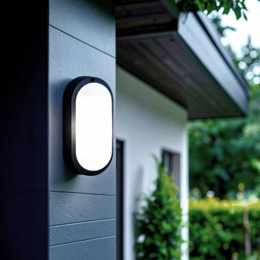 Plafón LED 25W Oval para Exterior 96x198 mm IP65 Hublot Black
