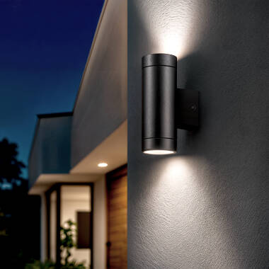 Aplique de Pared Exterior Aluminio Iluminación Doble Cara Negro Oakham