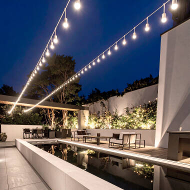 Imagem de Kit Grinalda Waterproof 5,5m Branco + 8 lâmpadas LED E27 G45 3W Coloridas 