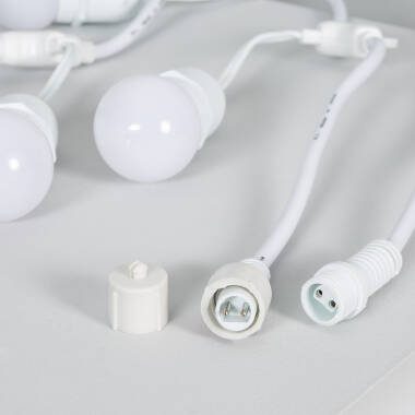Imagem de Kit Grinalda Waterproof 5,5m Branco + 8 lâmpadas LED E27 G45 3W Coloridas 