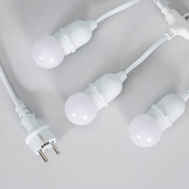 Imagem de Kit Grinalda Waterproof 5,5m Branco + 8 lâmpadas LED E27 G45 3W Coloridas 