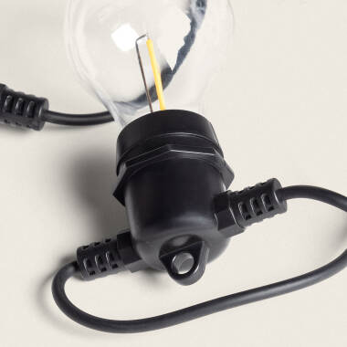 Imagem de Kit Grinalda Luzes Exterior 5m Preto + 5 Lâmpadas Filamento LED E27 24V