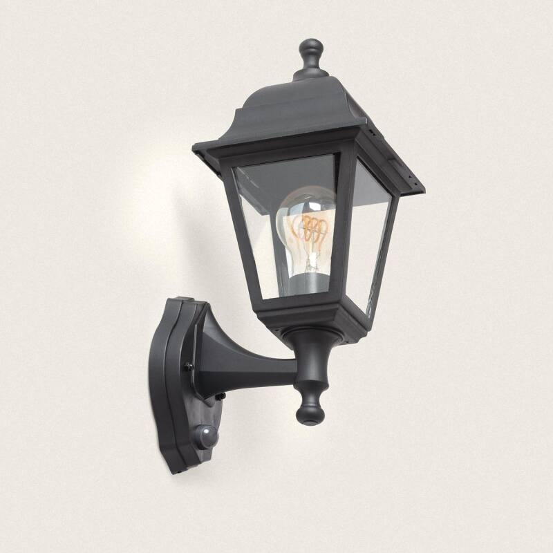 Imagem de Candeeiro de Parede Exterior Sennen Preto com Sensor PIR