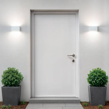 Aplique de Pared Exterior LED 10W Iluminación Doble Cara Rectangular Blanco Hera