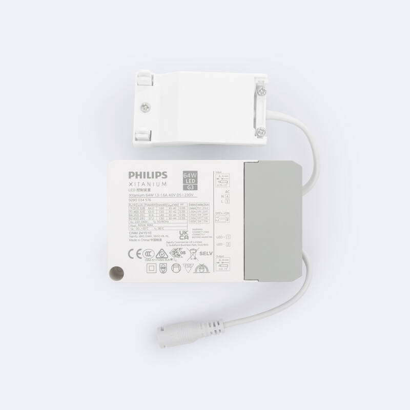 Imagen de Driver Philips Xitanium 220-240V No Flicker Salida 30-40V 1600mA 64W 9290 014 235  con Caja de Conexiones Rápidas