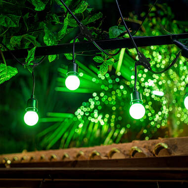 Imagem de Kit Grinalda Waterproof 5,5m Preto + 8 Lâmpadas LED E27 G45 3W Coloridas 