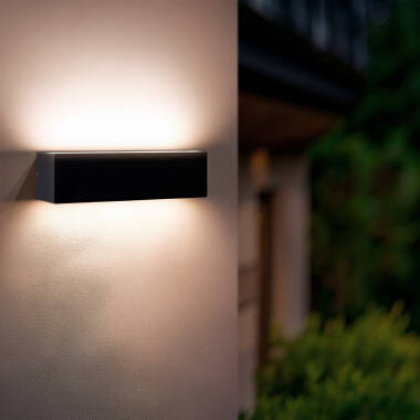 Aplique de Parede Exterior LED 10W Iluminação Dupla Cara Retangular Preto Lena
