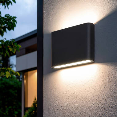 Aplique de Pared Exterior LED 6W Iluminación Doble Cara Cuadrado Negro Zeus