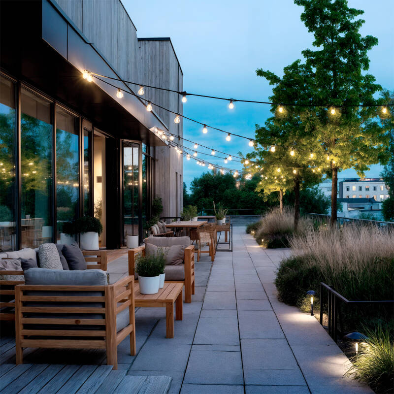 Imagen de Guirnalda Exterior con Bombillas LED B22 Filamento G95 10m IP44 Negro
